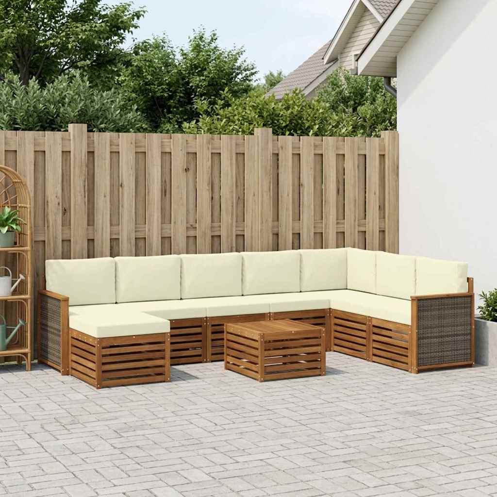 Set di divani da esterno con cuscino 7 pcs Naturale e Crema