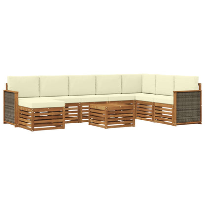 Set di divani da esterno 7 pz Naturale e Crema
