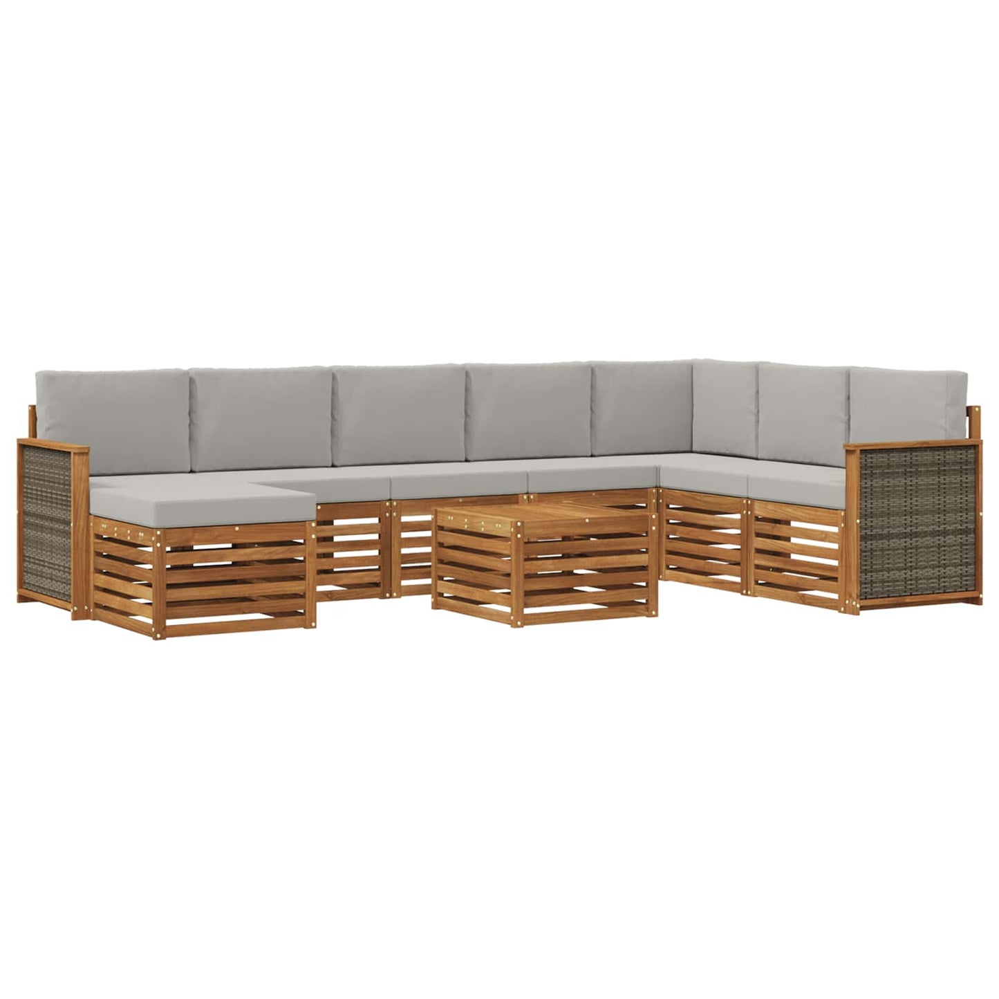 Set di divani da esterno 7 pcs Naturale e Grigio Chiaro
