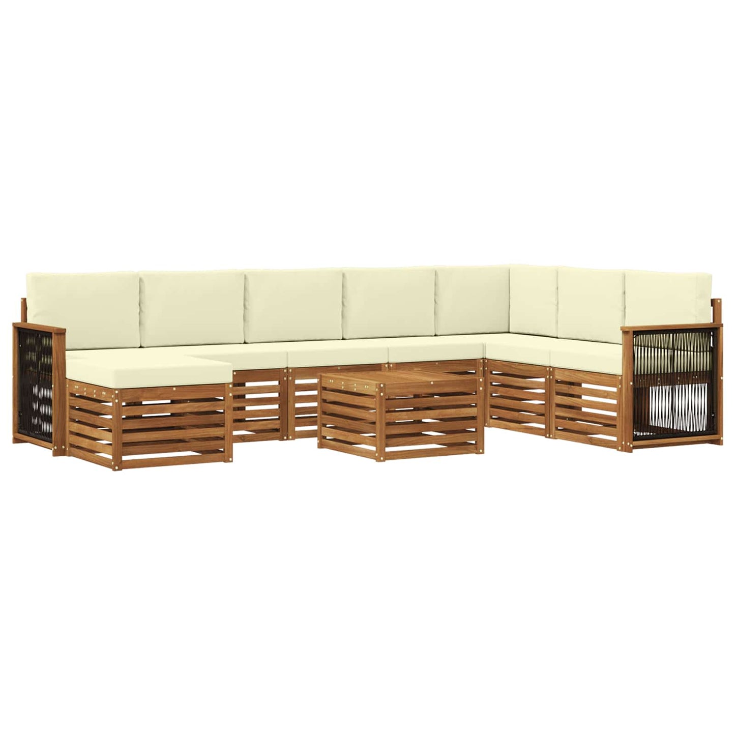 Set di divani da esterno 7 pz Naturale e Crema