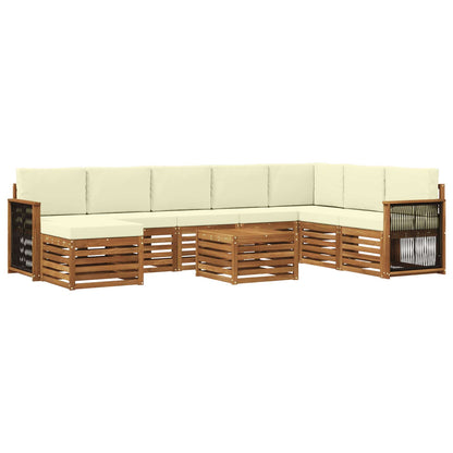 Set di divani da esterno con cuscino 7 pcs Naturale e Crema