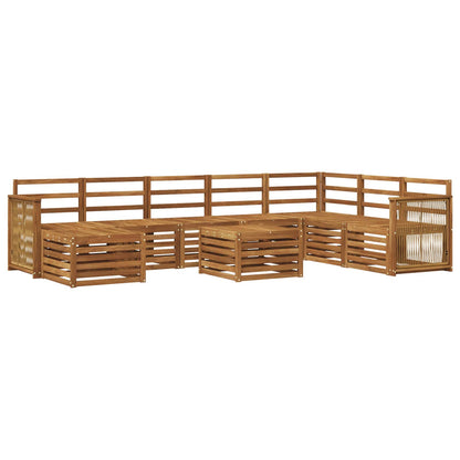 Set di divani da esterno 7 pz Naturale Legno di Acacia Massello