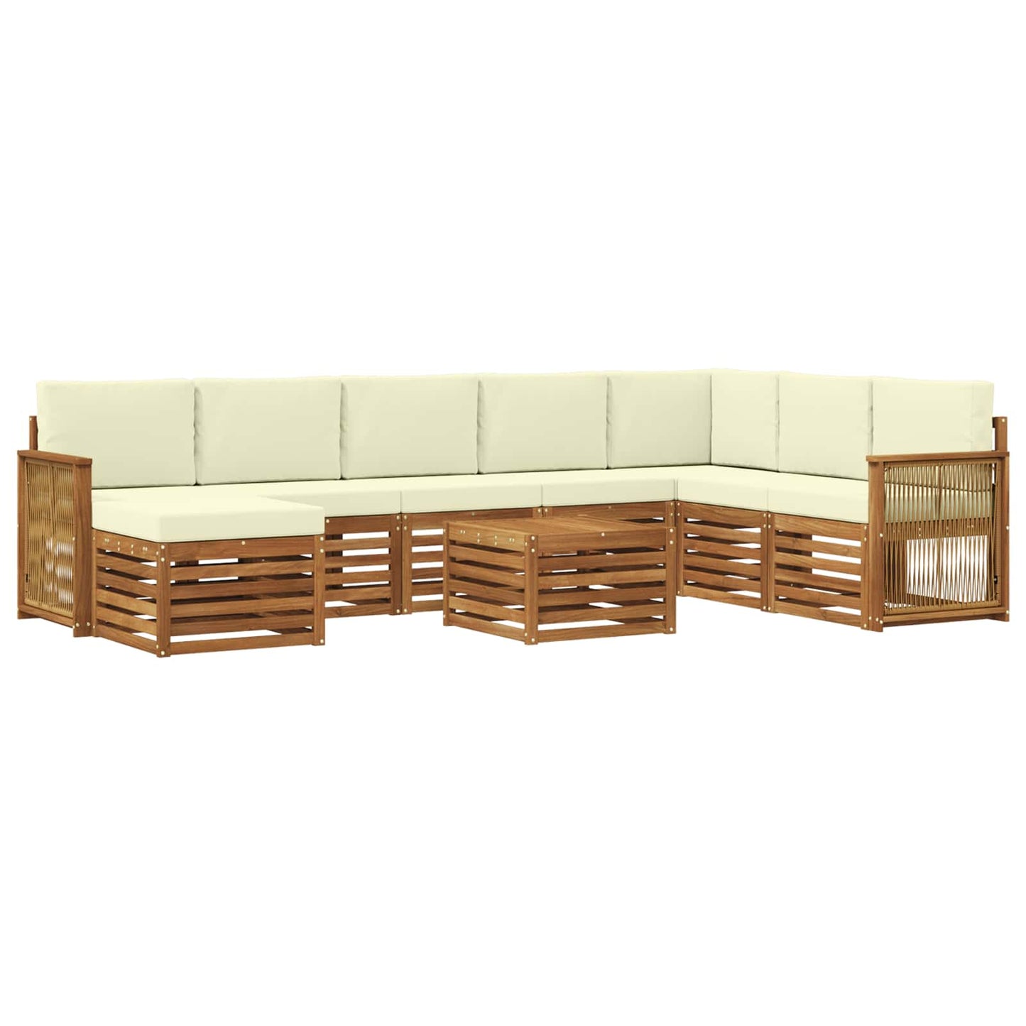 Set di divani da esterno con cuscino 7 pcs Naturale e Crema