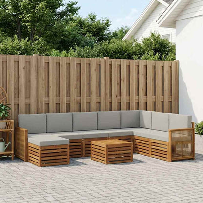 Set di divani da esterno 7 pcs Naturale e Grigio Chiaro