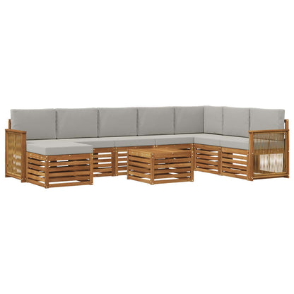 Set di divani da esterno 7 pcs Naturale e Grigio Chiaro