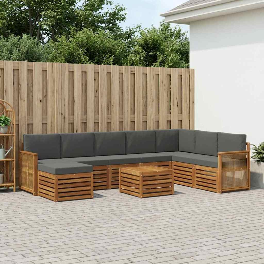 Set di divani da esterno con cuscino 7 pcs Naturale e Antracite