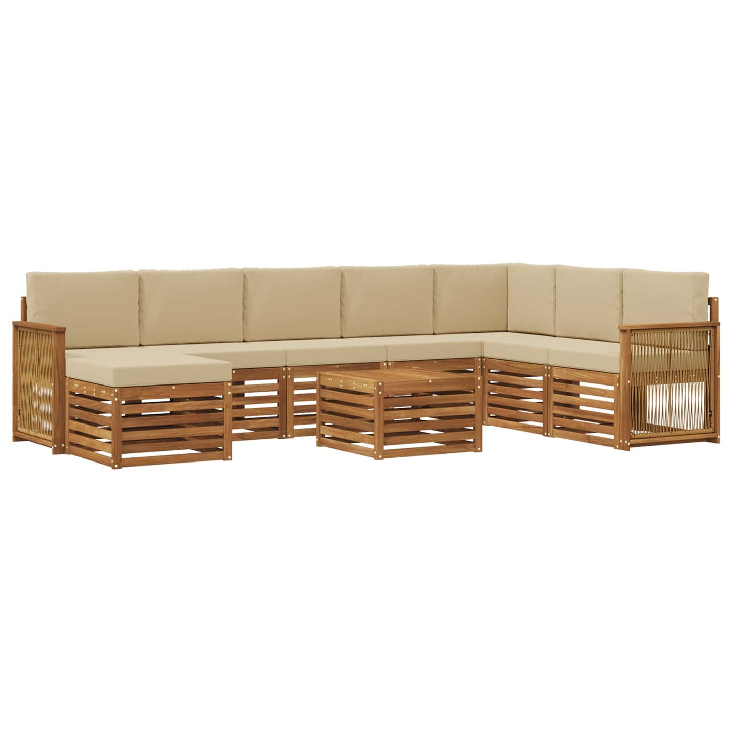 Set di divani da esterno con cuscino 7 pcs Naturale