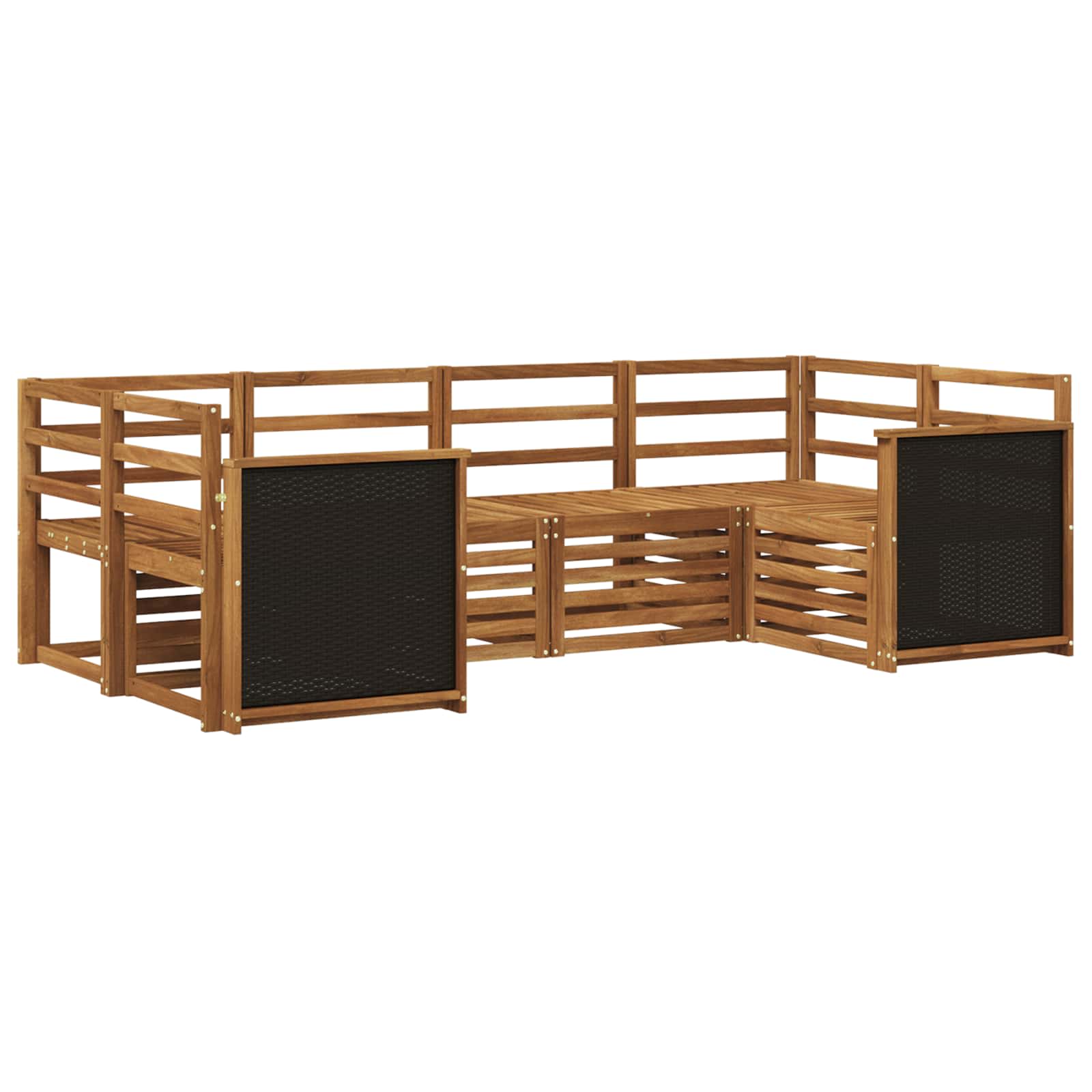 Set di divani da esterno 5 pz Naturale Legno di Acacia Massello - homemem39