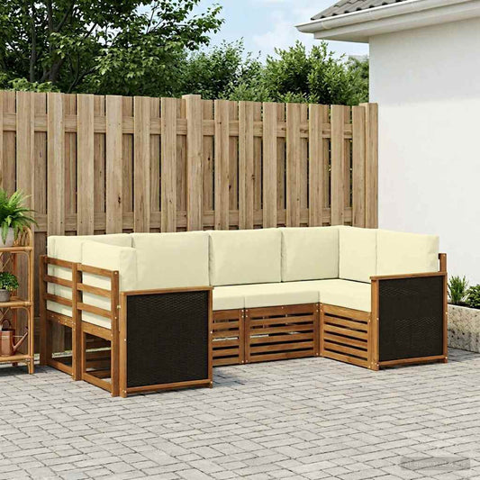 Set divano sezionale con cuscino 5 pcs Naturale e Crema