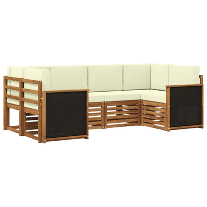 Set divano sezionale con cuscino 5 pcs Naturale e Crema