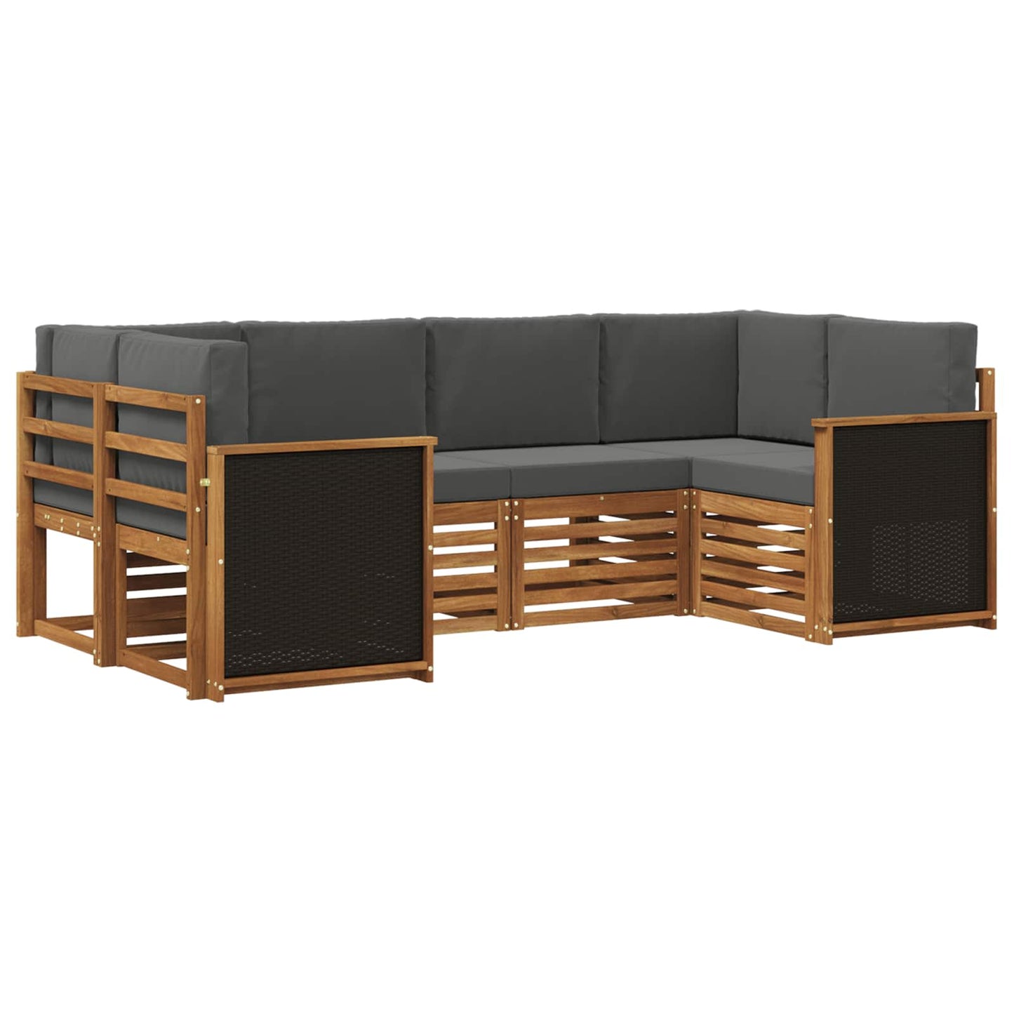 Set di divani da esterno 5 pz Naturale e Antracite