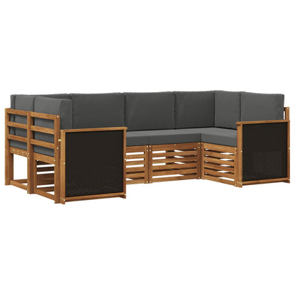 Set divano sezionale con cuscino 5 pcs Naturale e Antracite