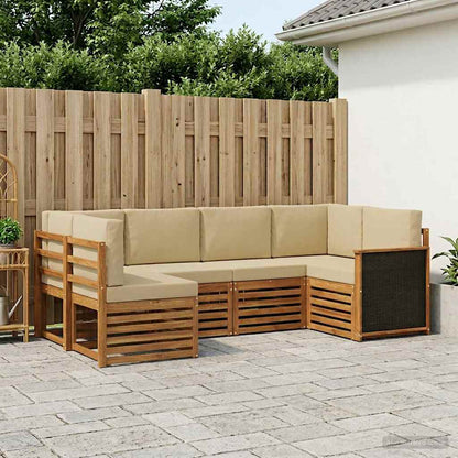 Set divano sezionale con cuscino 5 pcs Naturale