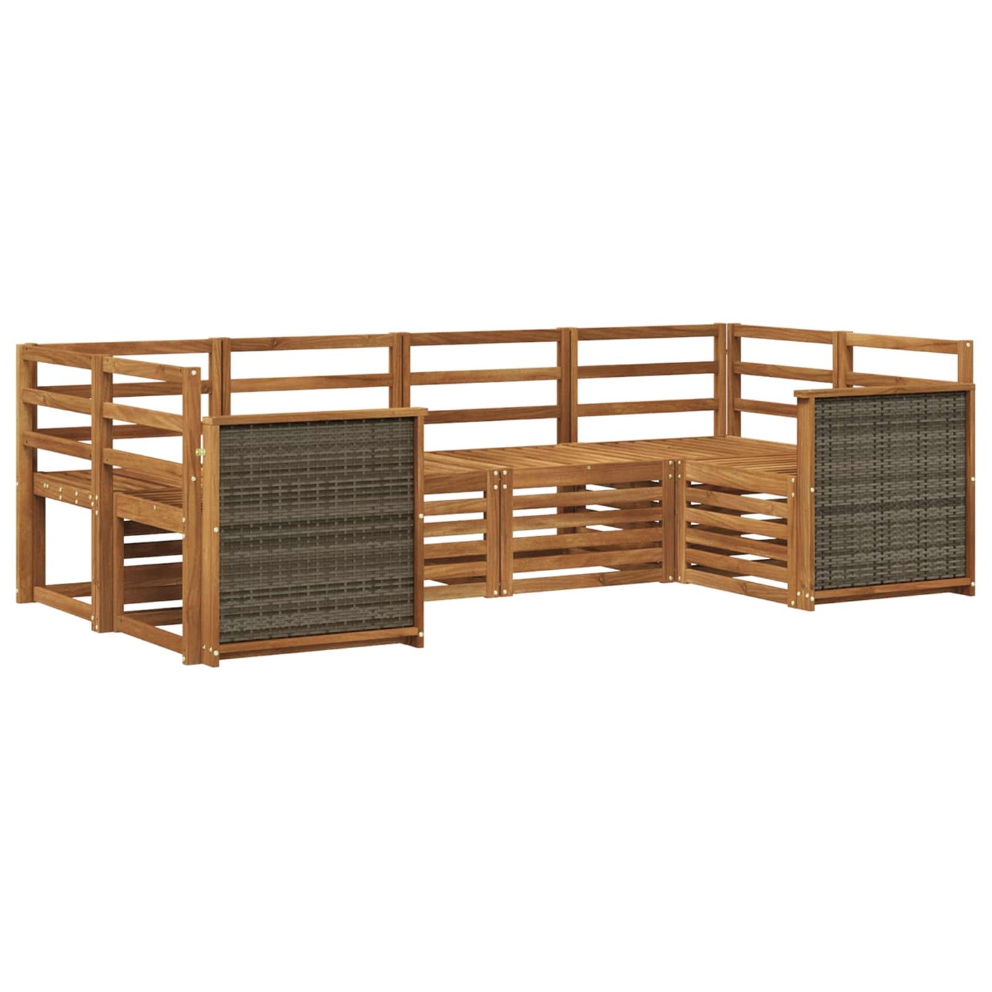 Set di divani da esterno 5 pz Naturale Legno di Acacia Massello