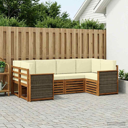 Set divano sezionale con cuscino 5 pcs Naturale e Crema