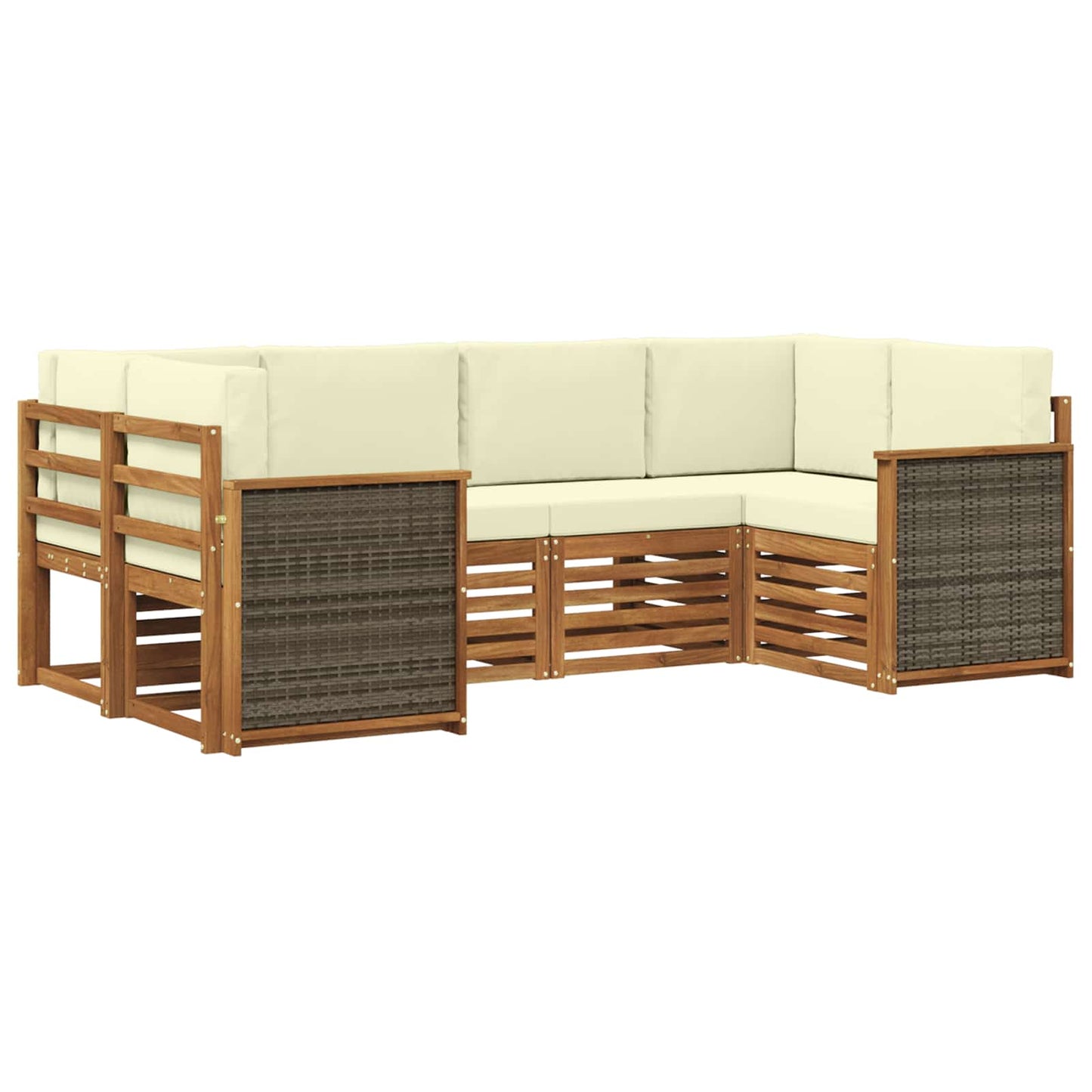 Set di divani da esterno 5 pz Naturale e Crema
