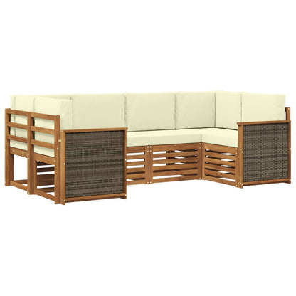 Set di divani da esterno 5 pz Naturale e Crema