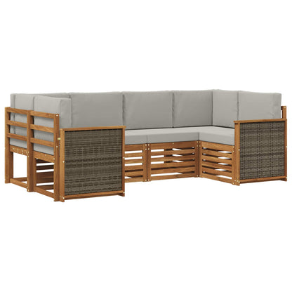 Set divano sezionale con cuscino 5 pcs Naturale e Grigio Chiaro