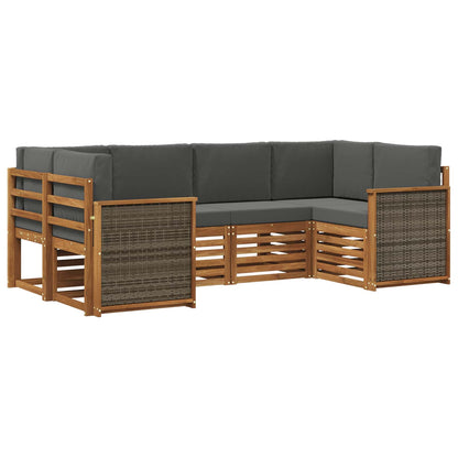 Set di divani da esterno 5 pz Naturale e Antracite