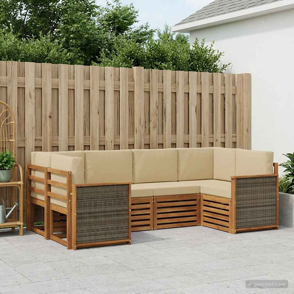 Set di divani da esterno 5 pz Naturale