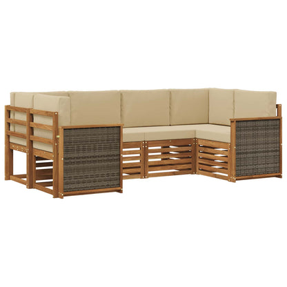 Set divano sezionale con cuscino 5 pcs Naturale | homemem39