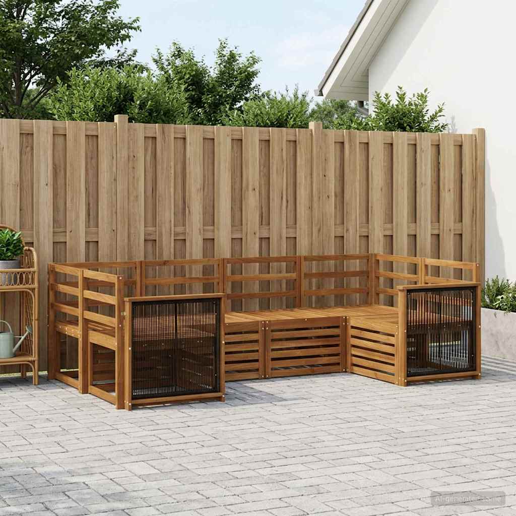 Set di divani da esterno 5 pz Naturale Legno di Acacia Massello - homemem39