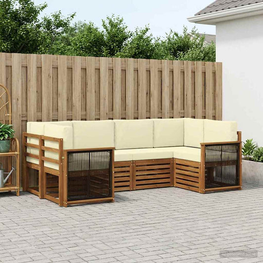 Set divano sezionale con cuscino 5 pcs Naturale e Crema
