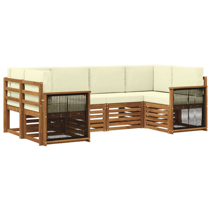 Set divano sezionale con cuscino 5 pcs Naturale e Crema | homemem39