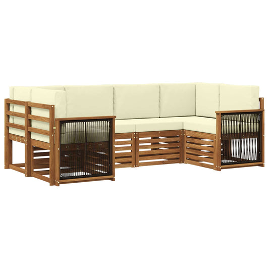 Set divano sezionale con cuscino 5 pcs Naturale e Crema | homemem39