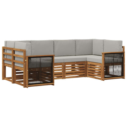 Set divano sezionale con cuscino 5 pcs Naturale e Grigio Chiaro | homemem39
