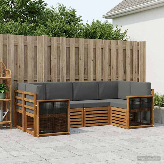 Set divano sezionale con cuscino 5 pcs Naturale e Antracite