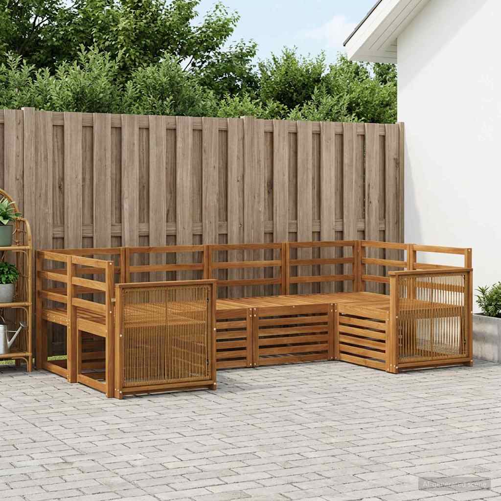 Set di divani da esterno 5 pz Naturale Legno di Acacia Massello - homemem39