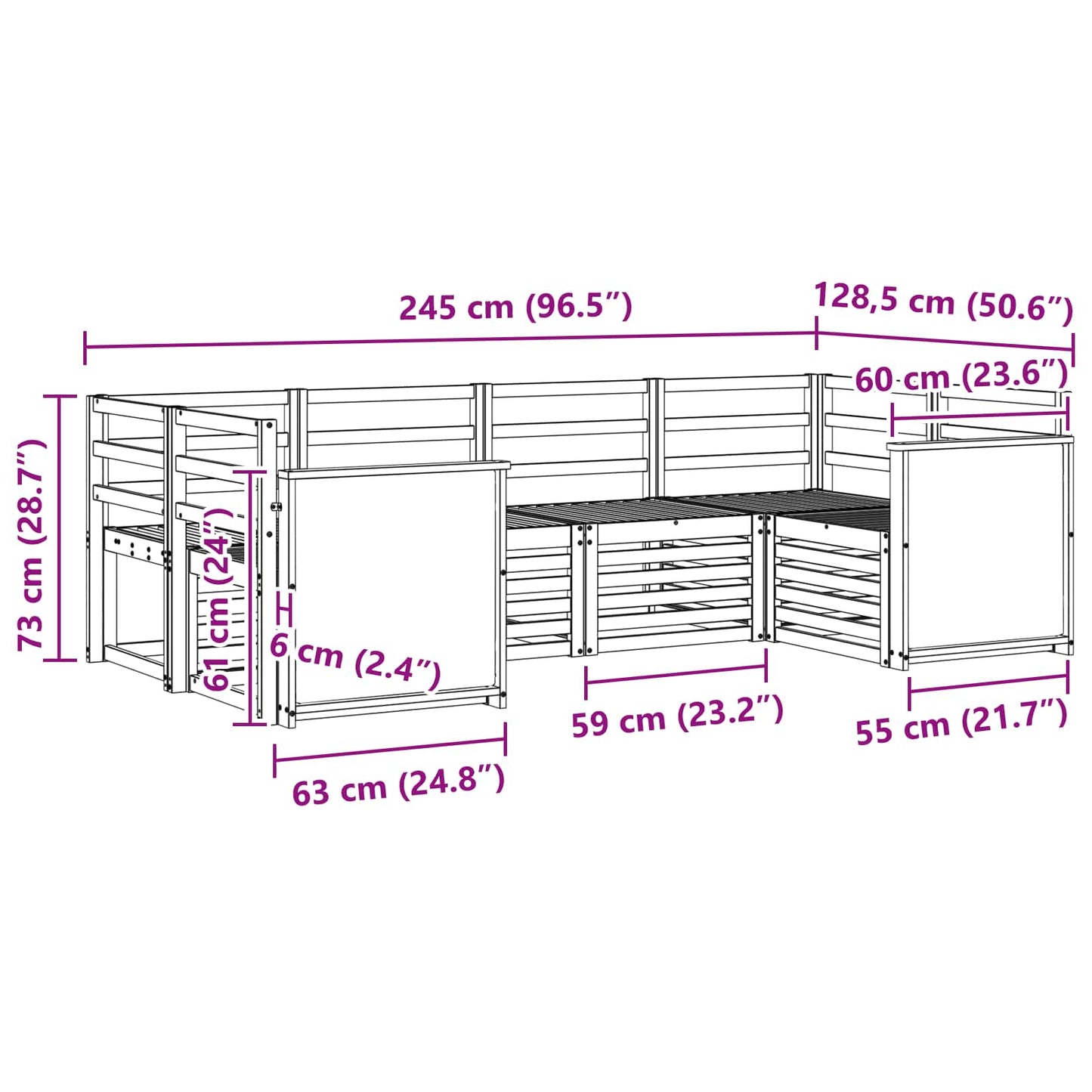 Set di divani da esterno 5 pz Naturale Legno di Acacia Massello - homemem39