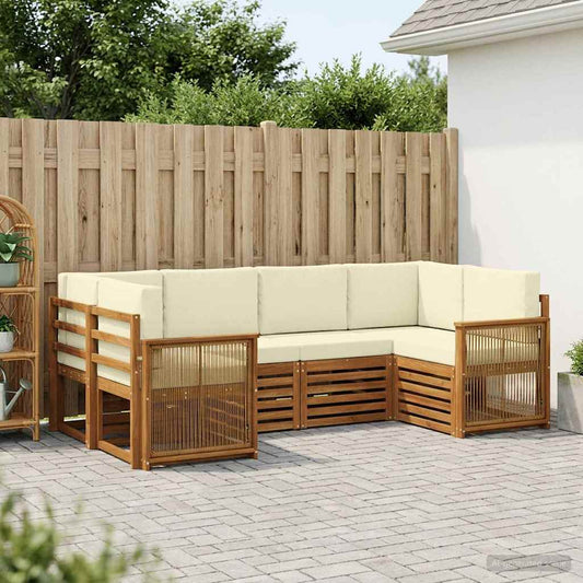 Set divano sezionale con cuscino 5 pcs Naturale e Crema