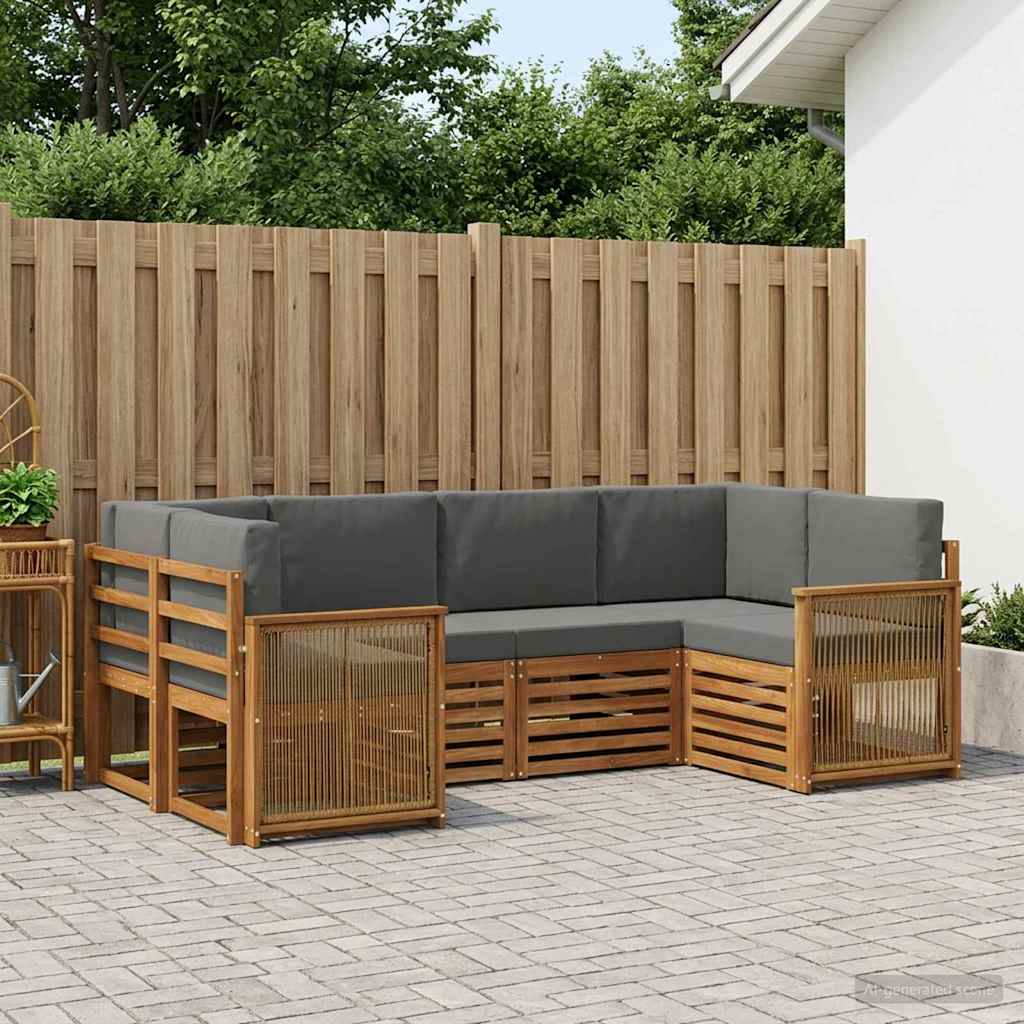 Set di divani da esterno 5 pz Naturale e Antracite