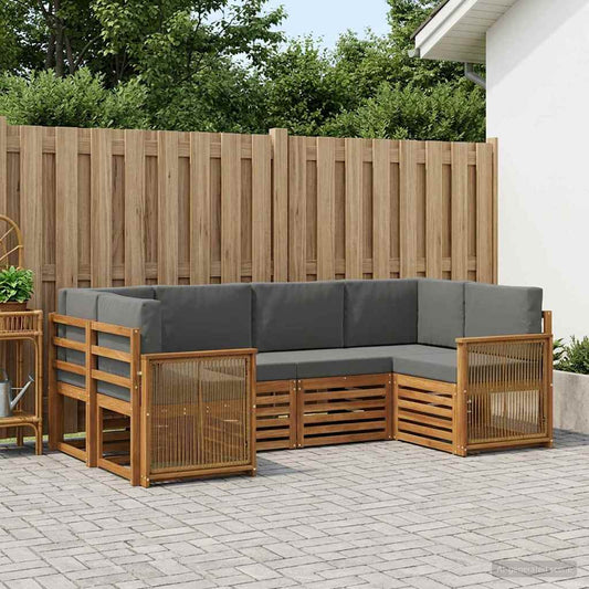 Set divano sezionale con cuscino 5 pcs Naturale e Antracite