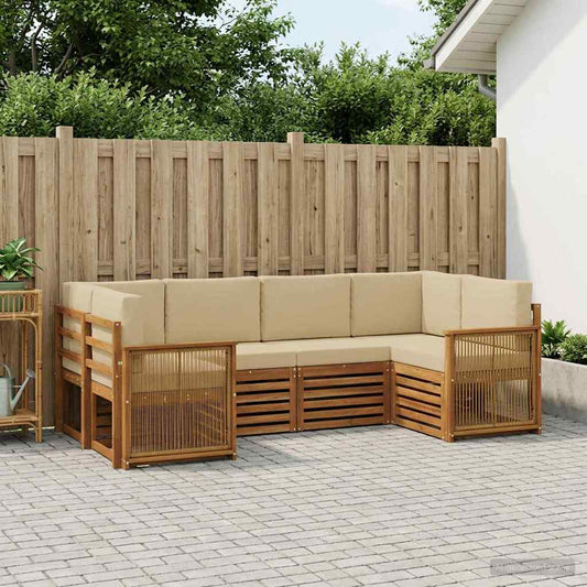 Set divano sezionale con cuscino 5 pcs Naturale