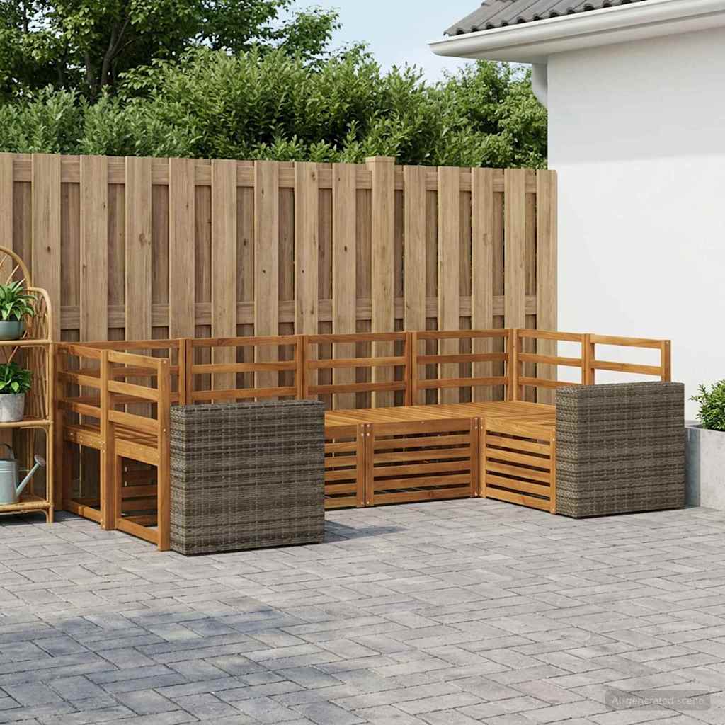 Set di divani da esterno 6 pz 6-Posti Naturale | homemem39