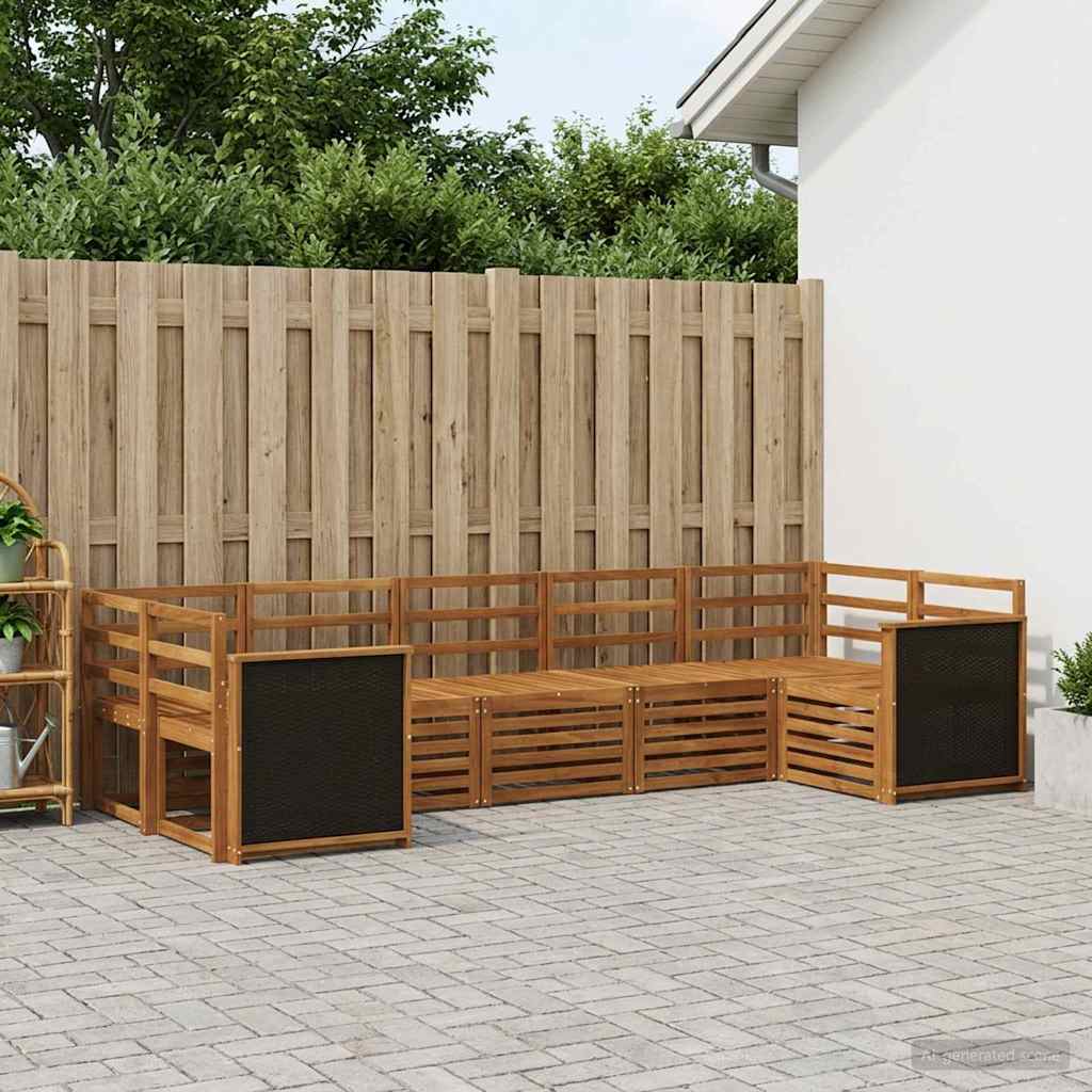 Set di divani da esterno 6 pz Naturale Legno di Acacia Massello - homemem39