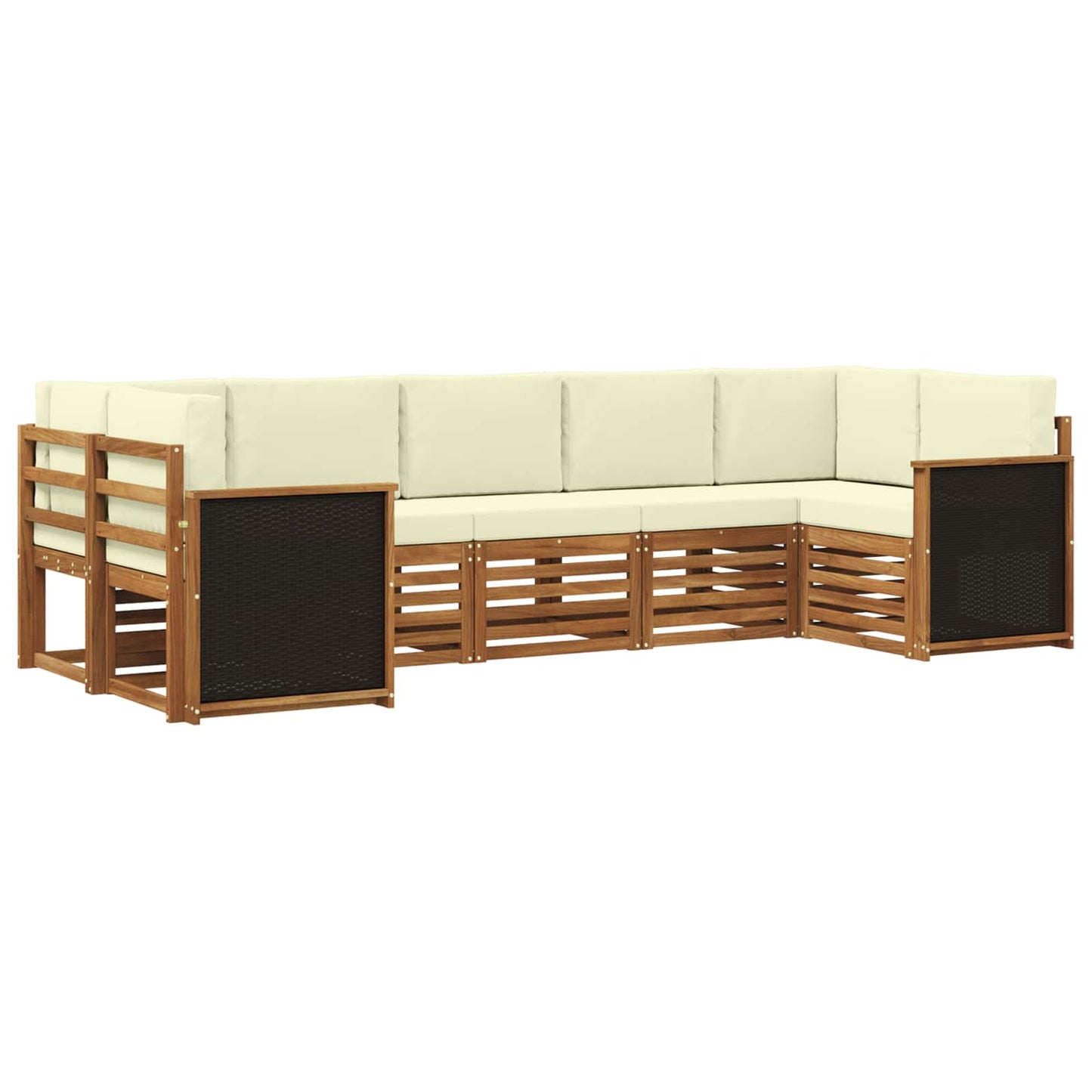 Set divano sezionale con cuscino 6 pcs Naturale e Crema | homemem39