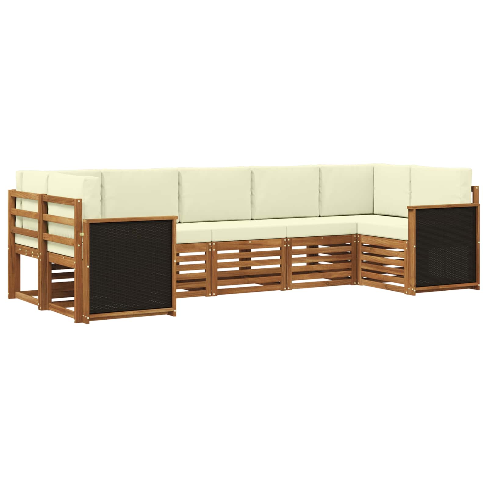 Set divano sezionale con cuscino 6 pcs Naturale e Crema | homemem39