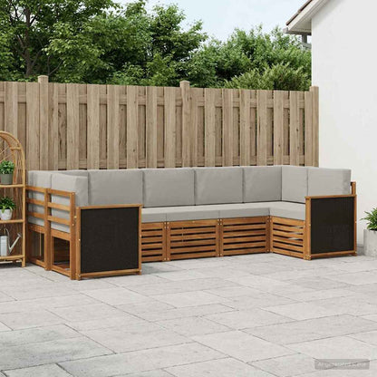 Set di divani da esterno 6 pz Naturale e Grigio Chiaro