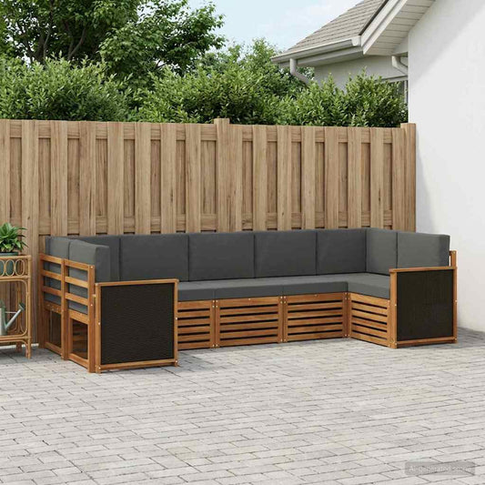 Set divano sezionale con cuscino 6 pcs Naturale e Antracite