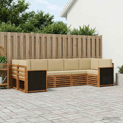 Set divano sezionale con cuscino 6 pcs Naturale