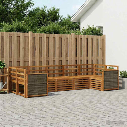 Set divano sezionale 6 pcs Naturale Legno di Acacia Massello