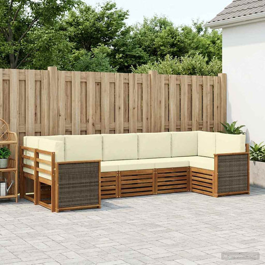 Set divano sezionale con cuscino 6 pcs Naturale e Crema