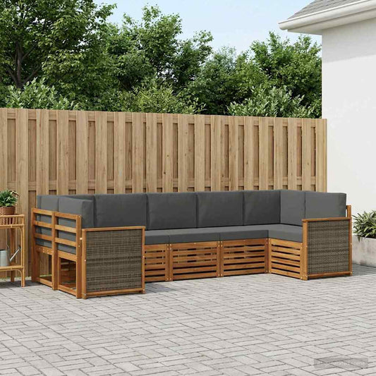 Set divano sezionale con cuscino 6 pcs Naturale e Antracite