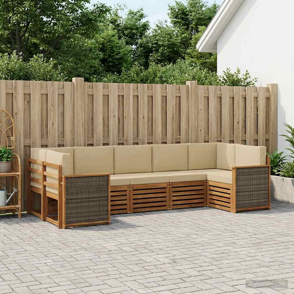 Set divano sezionale con cuscino 6 pcs Naturale