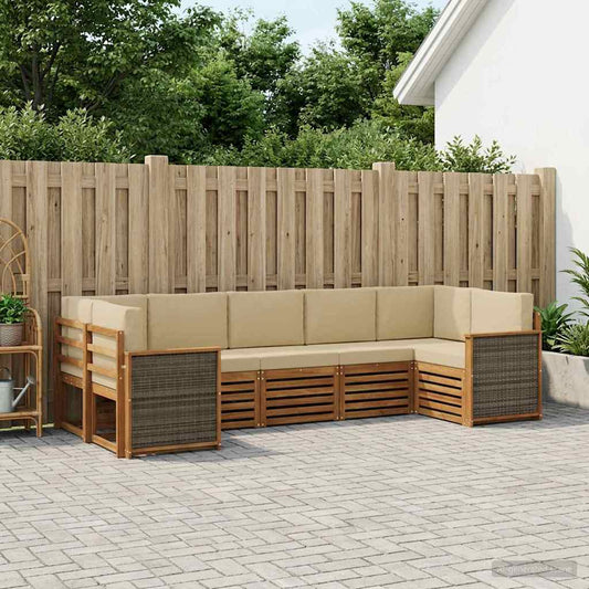 Set divano sezionale con cuscino 6 pcs Naturale