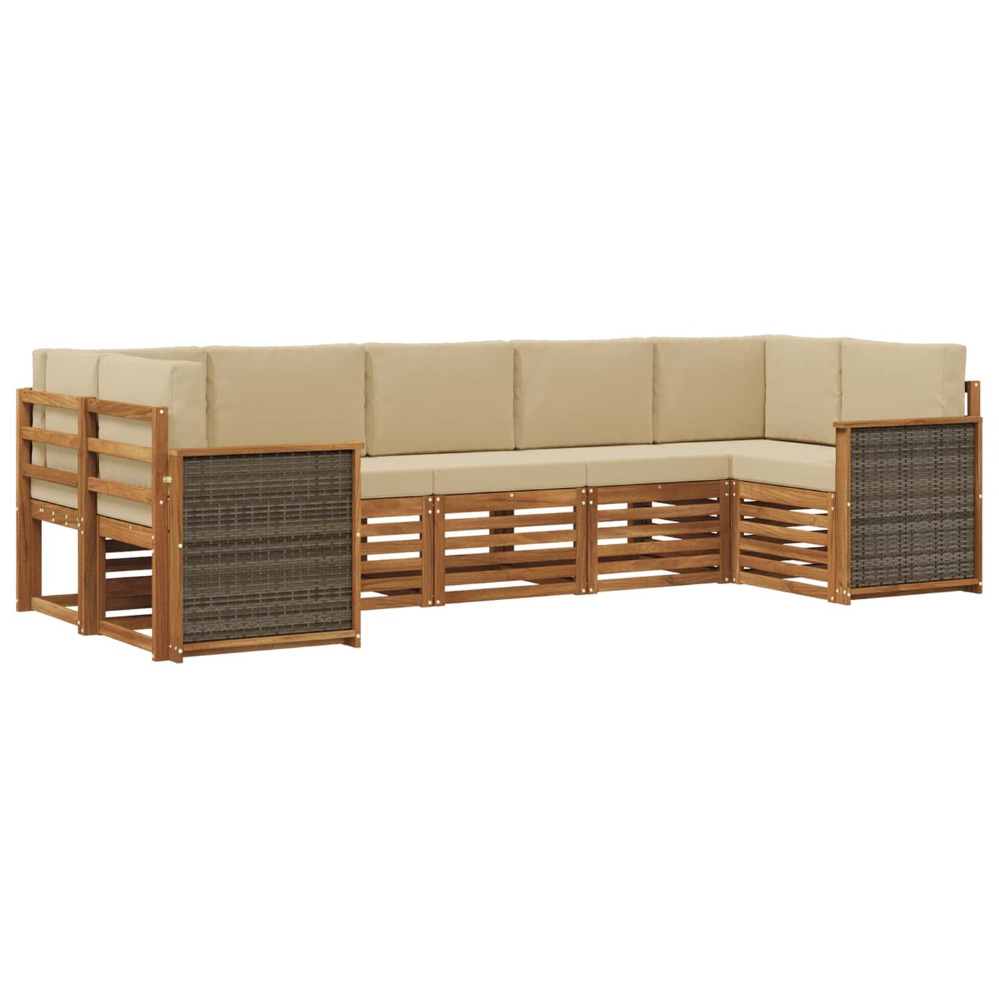 Set divano sezionale con cuscino 6 pcs Naturale